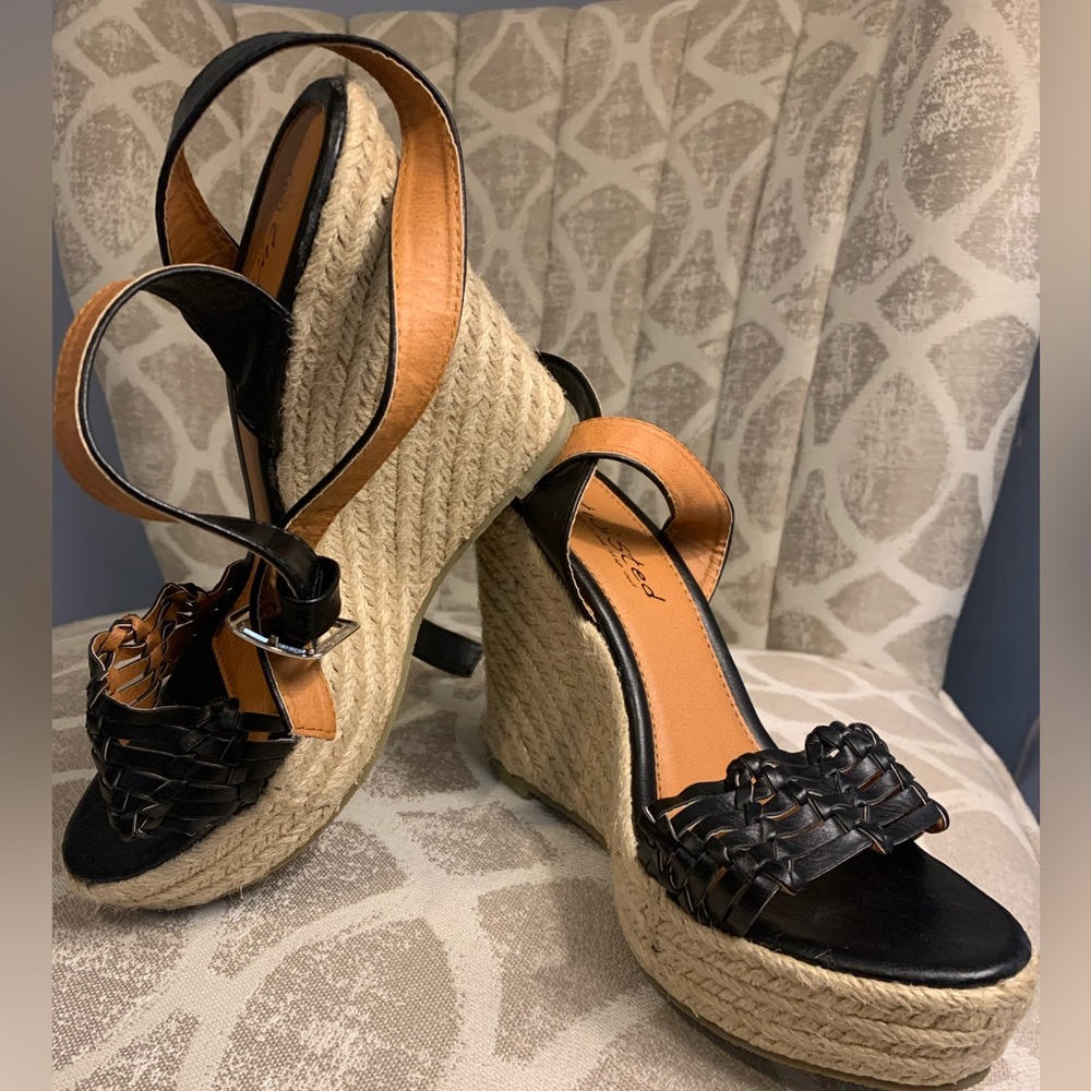 High heel wedge shoes. With straps